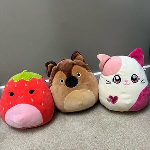 Plush Strawberry, Bear, and Cat Toy Set